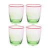 4pk Lvd Decorative Poppy Water Glass Barware/drinkware Decor Green/red 10x8x8cm