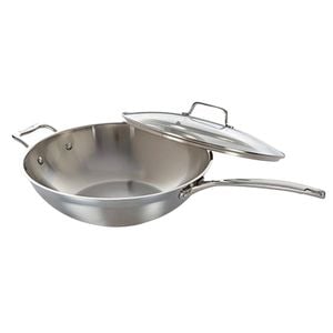 Iconix Stainless Steel Wok With Lid & Helper Handle 32cm Baccarat