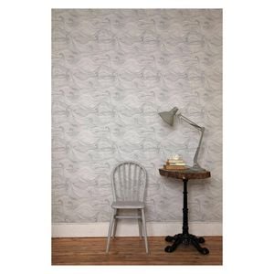 Wallpaper Trader Seascape - Roll, Metallic silver on white