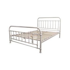 Metallica Queen Bed Size Metal Frame Platform Mattress Base - White
