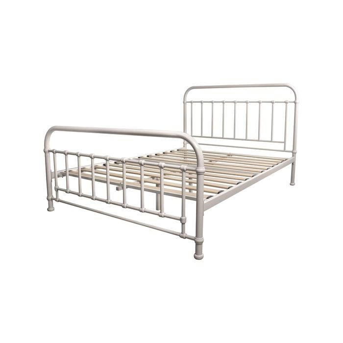 Metallica Queen Bed Size Metal Frame Platform Mattress Base - White