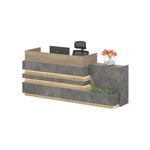 Modern Furniture KERAN  Reception Desk Right Panel - Acacia & Carbon Grey Colour