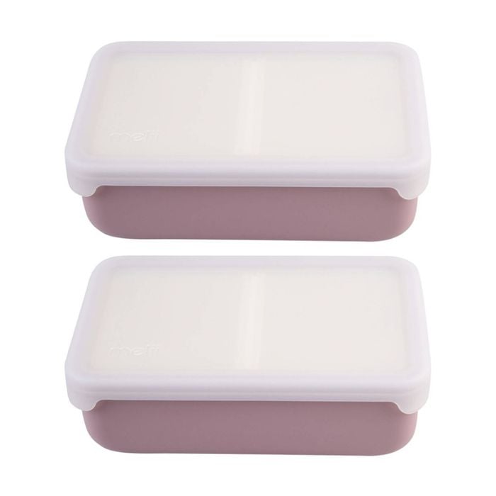 2pk Melii Silicone Bento Removable Compartments With Dividers Pink/ivory