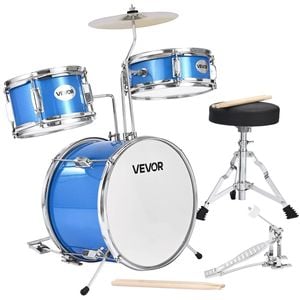 VEVOR 355.6 mm 3-Piece Junior Drum Sets Blue with Adjustable Throne for  Ages 6-13