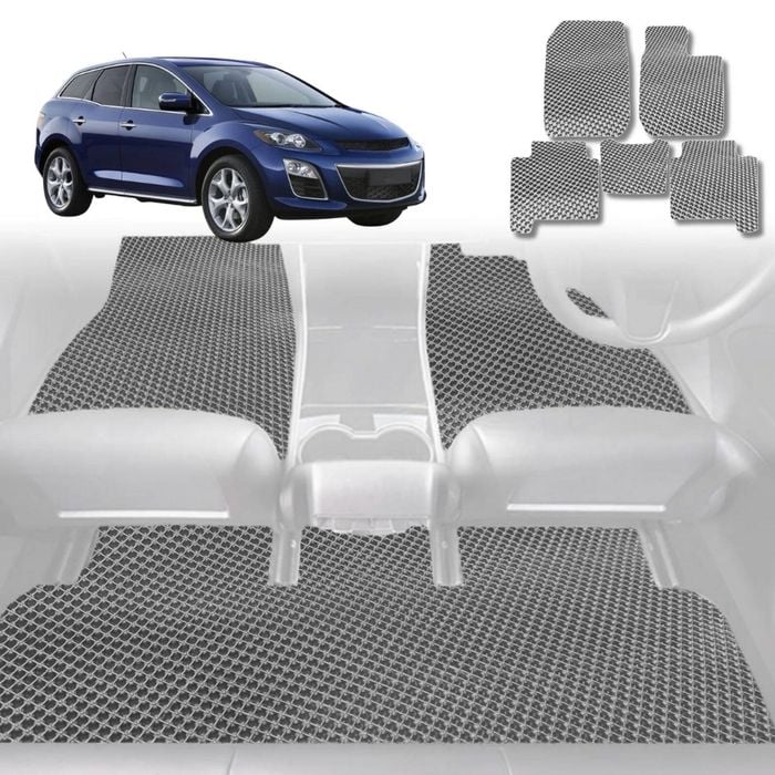 6D Diamond Car Floor Mats for Mazda CX-7 2006-2012-Full Set-Grey-Outback GT