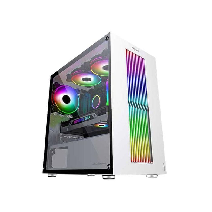 Armaggeddon Tron Vii Matx Gaming Case – Tempered Glass, White, Sleek Design For Pc Builds