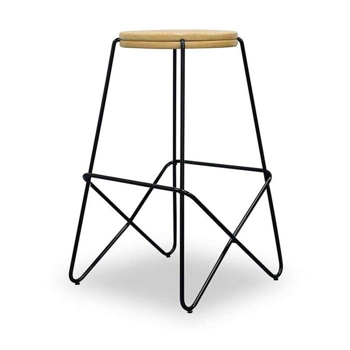 Modern Furniture STARK 29x64cm Wooden Topped  Counter Stool - Natural & Black