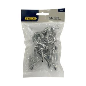 Syneco 75mm Chrome Plated Robe Hook - 8 Pack