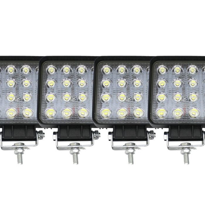 Elinz 4x 4" LED Work Light Square Flood Lamp 60Â° IP67 Offroad Tractor Jeep 12V 24V