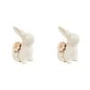 2x Urban Daphne Flower 10cm Ceramic Bunny Ornament Home Decor - White