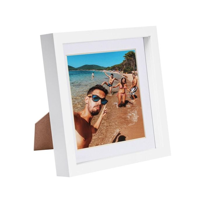 Nicola Spring 8" x 8" White 3D Box Photo Frame - 6" x 6" Mount