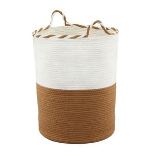 Artiss Woven Laundry Basket With Handles Cotton Rope Foldable White & Brown