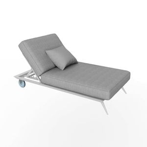 Nordhavn Single Grey Reclining Sun Lounger, Outdoor Folding Sunbed, Sofa Day Bed