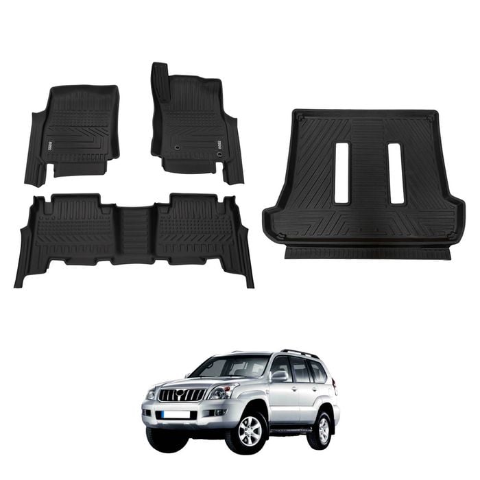 AUSGO Floor Mats & Boot Liner Set for Toyota Landcruiser Prado 120 Auto Trans GX / GXL / Pilbara / Standard 2003-2009 Cargo Mat