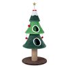 Costway 142cm Christmas Cat Tree Cat Tower w/Thick Jute Scratching Post Star Spring Toy 3 Decorative Hanging Balls-Green