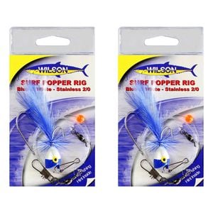 2x Wilson Blue and White Surf Popper Rig with Stainless Steel Hook - Size 2/0