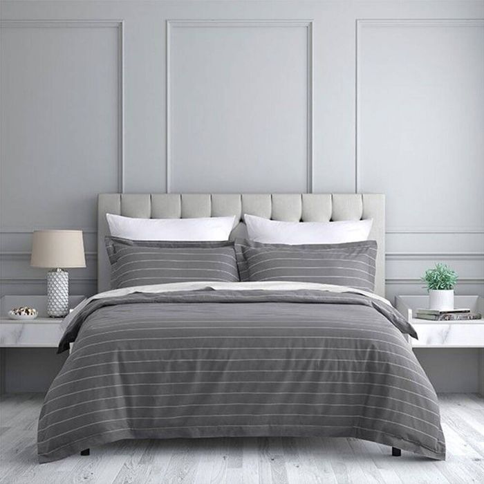 Jason Commercial Queen Studio Stripe Quilt Cover w/ Pillowcase 210x210cm Slate