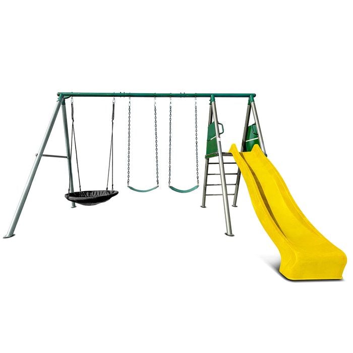 Lifespan Kids Europa Commercial Steel Swing Set With Yellow Slide