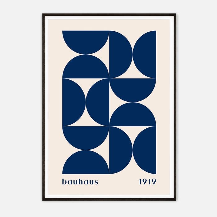 Galrie Bauhaus 1919 - Elegant Minimalist Geometric Art Print for Modern Interiors, Black Frame, A3 30 x 42cm (12 x 16inch)