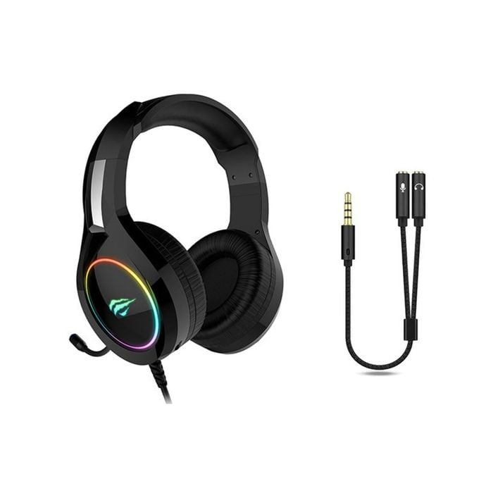 Havit RGB Gaming Headset + 3.5mm Headset Mic Splitter Xbox