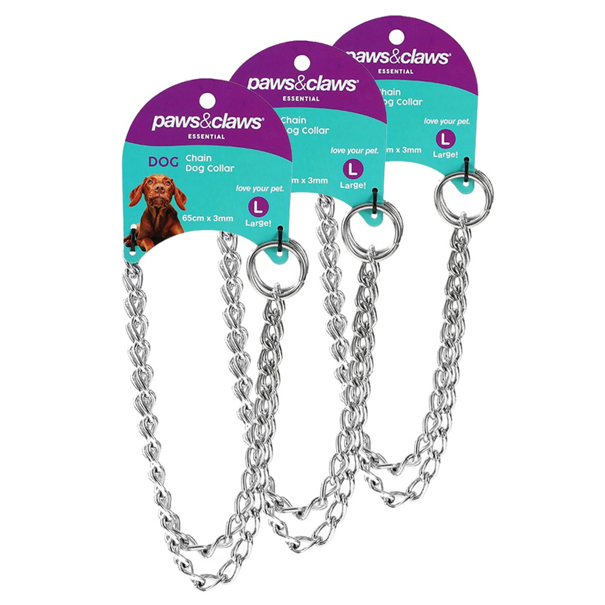 3PK Paws & Claws 65cm Chain Dog Collar L - Bunnings Australia