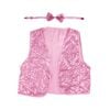 Kids Sequin Vest Bow Tie Set Costume 80s Party Dress Up Waistcoat Light Pink