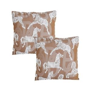 SOGA 2X 50cm Bohemian Camel Brown White Horse Pattern Throw Pillow