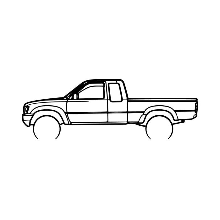Ignite Laser Toyota 1991 Hilux Silhouette Metal Wall Art Coated Black 47inch/120cm