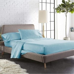 Luxor Single Aqua Color 1000TC 100% Cotton Fittd Sheet Flat Sheet Pillowcase Set