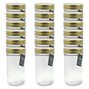 18PK Glass & Co Olivia Round Metallic Lid Jar Container 350ml Clear Assorted
