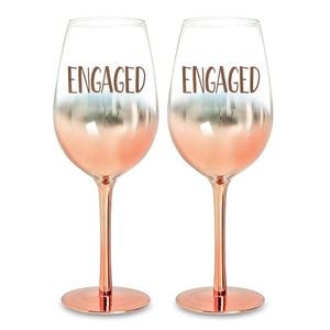 Engagement Rose Gold Ombre Wine Set Gold 430ml Novelty Print