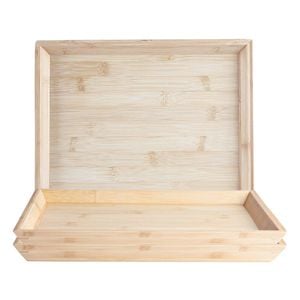 Argon Tableware Wooden Tray - 33cm X 25 X 2.5cm - 6x Rectangular Bamboo Breakfast Board Natural Kitchen Food Trays