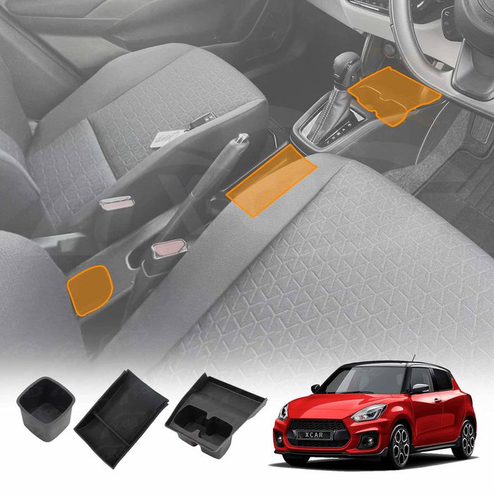 Centre Console Organizer Set For Suzuki Swift 3rd Gen 2017-2024 Armrest Tray Cup Holder Storage Box Interior Accessories