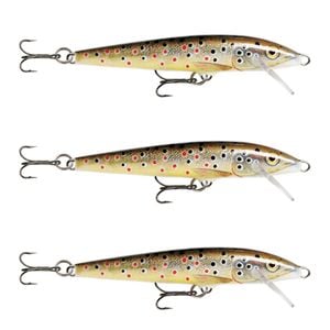 3x Rapala 5cm Original Floating Minnow Hard Body Fishing Lures - Brown Trout