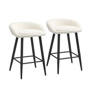 Oikiture Bar Stools Boucle White X2