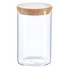 Argon Tableware Glass Storage Jar - Wooden Lid - 1l - Modern Round Scandi Organisation Container Glass Jar