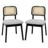 Levede 2PCS Wooden Dinning Chair Fabric Seat Black