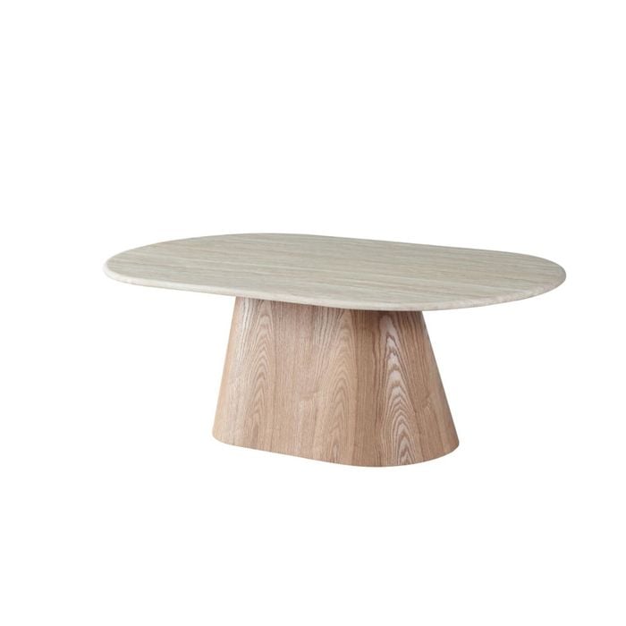 Raimon Furniture Sibley Artificial Marble Rectangular Coffee Tea Table White Travertine