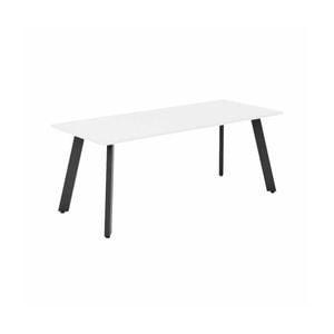 Olg Flare Table 4 Leg Black Frame White Top L1800mm X W750mm