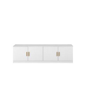 European Cabinetry White Fluted Oval Brass Handles Bucharest TV Unit