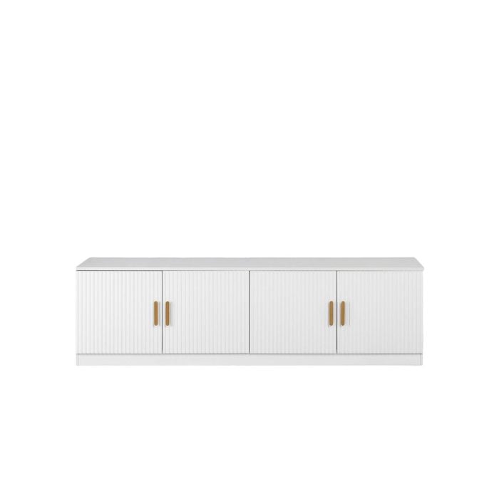 European Cabinetry White Fluted Oval Brass Handles Bucharest TV Unit