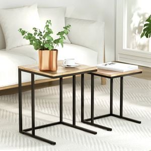2pc Artiss Coffee Table Wallnut