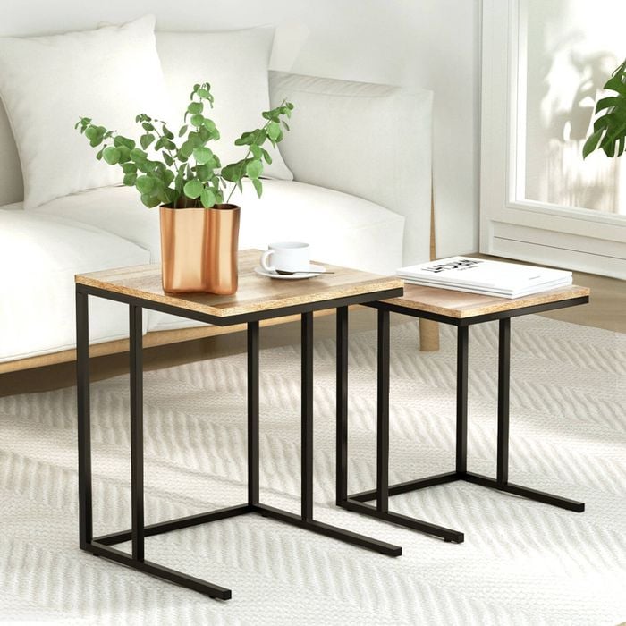 2pc Artiss Coffee Table Wallnut