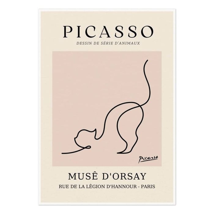 Galrie Picasso's Elegant Cat Art Print Premium Museé d'Orsay Collection for Home Decor, Poster Only, A1 60 x 84cm (23 x 33inch)