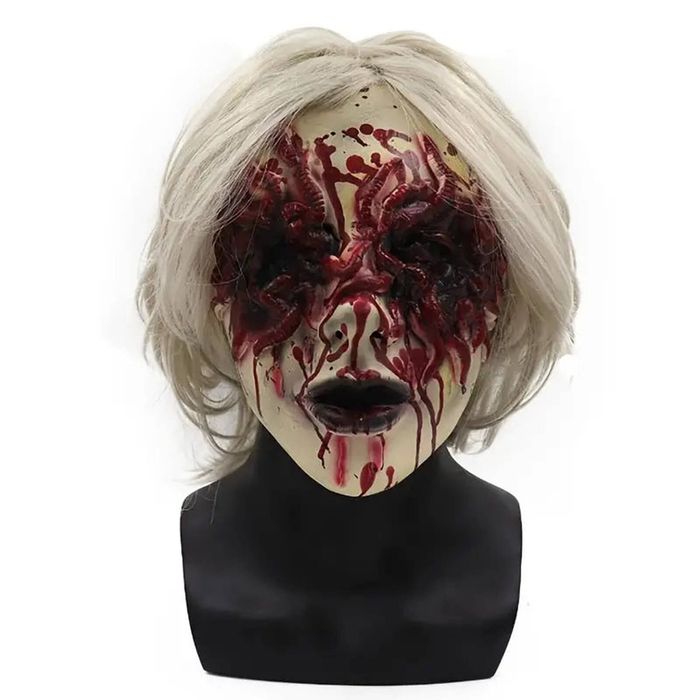 Lifebay Spectral Elegance: The Haunting Beauty of a White-Haired Ghost Mask