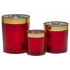 Christabelle Christmas Candle Jar Set of 3 Red and Gold Holiday Candle Holders