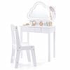 Costway Kid Vanity Set Lighted Cloud Mirror 2in1 Dressing Jewelry Rack White