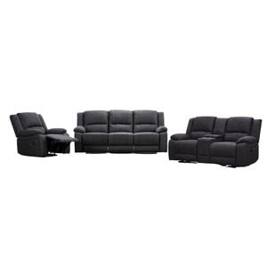 Anderson 1+2+3 Seater Fabric Electric Recliner Sofa Lounge Chair Set Jet Dark Grey