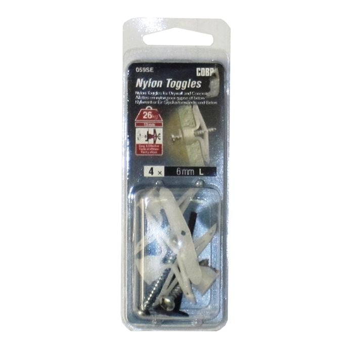 Cobra 6mm White Long Nylon Toggle - 4 Pack