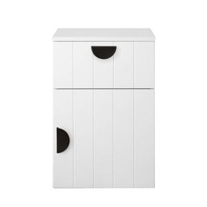 European Cabinetry VJ Panel Half Moon Black Porto Bedside Table White